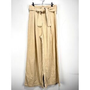 Shades of Grey x Micah Cohen Wide Leg Pants Women Small Beige Cotton Flowy Baggy